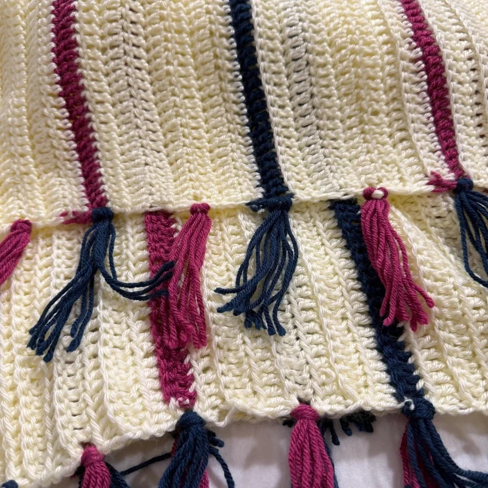 Hand Crocheted Vintage Afghan Throw Blanket‎ Boho Cottagecore
